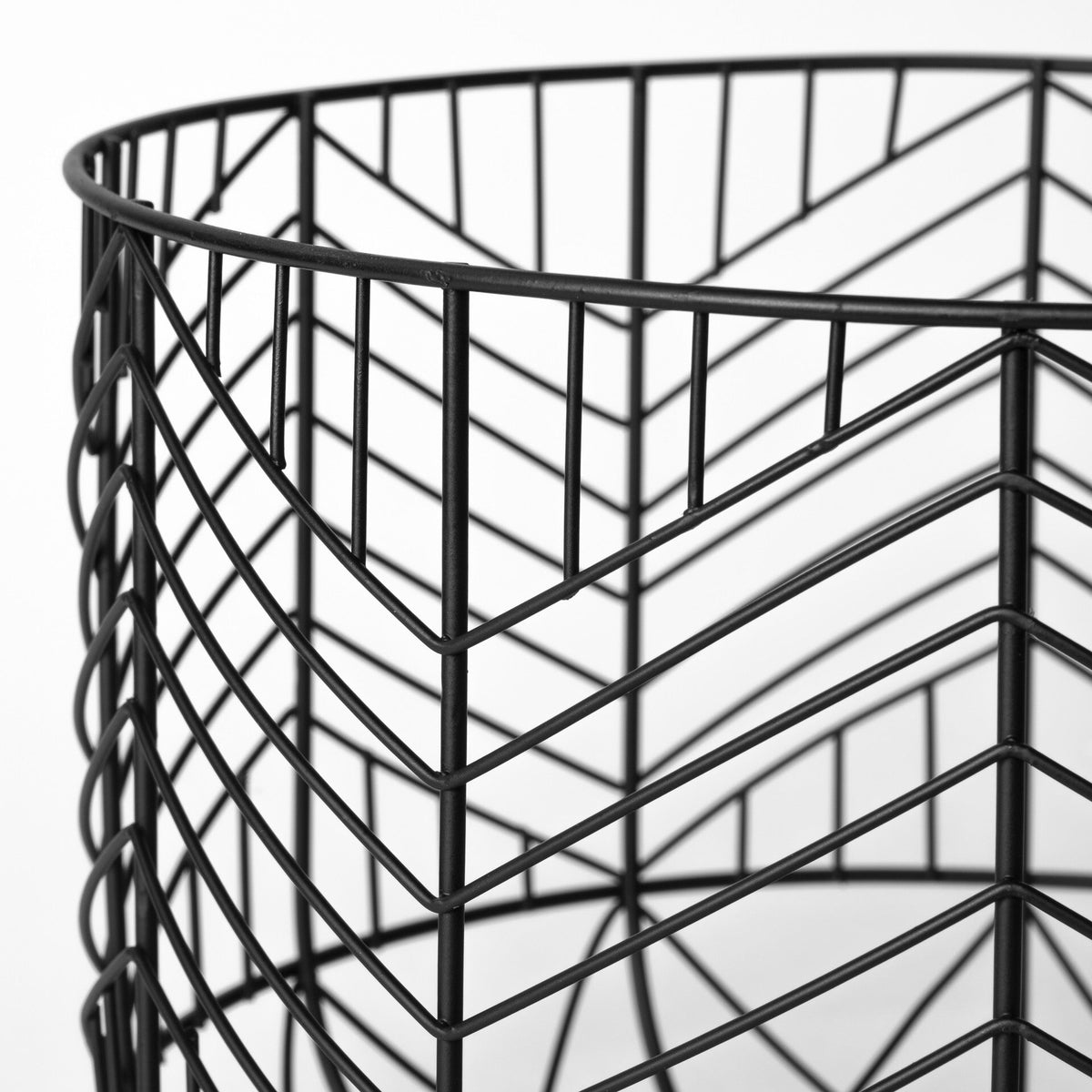 Set Of Two Black Metal Wire Chevron Bowls W2B