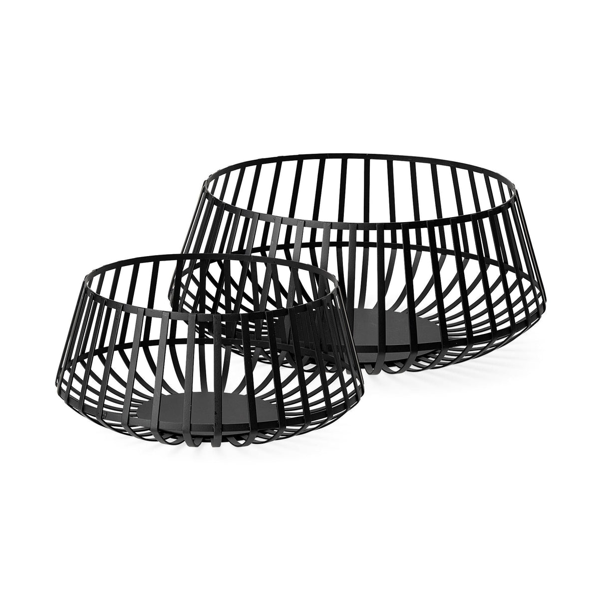Set Of Two Black Metal Wire Decorative Bowls W2B