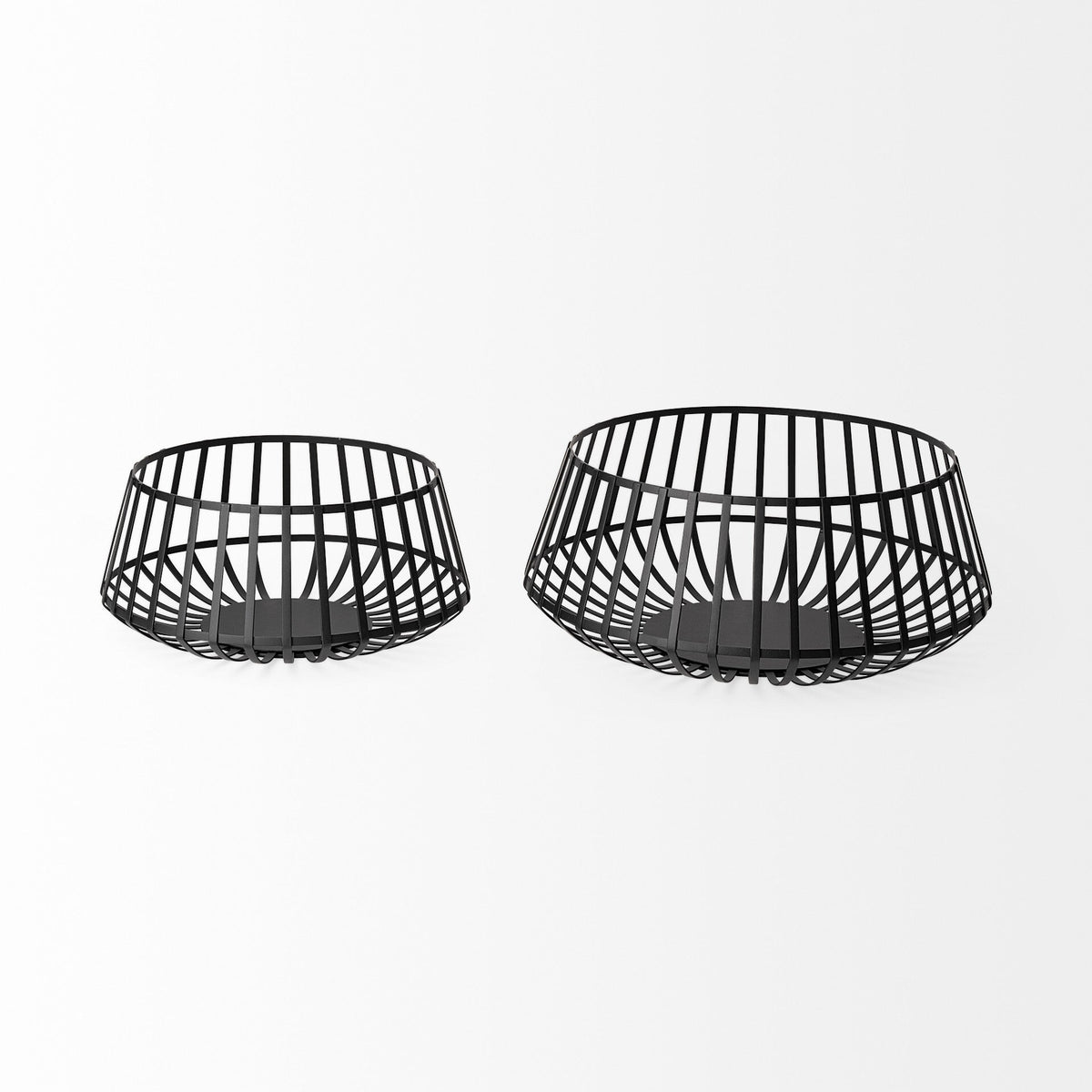 Set Of Two Black Metal Wire Decorative Bowls W2B