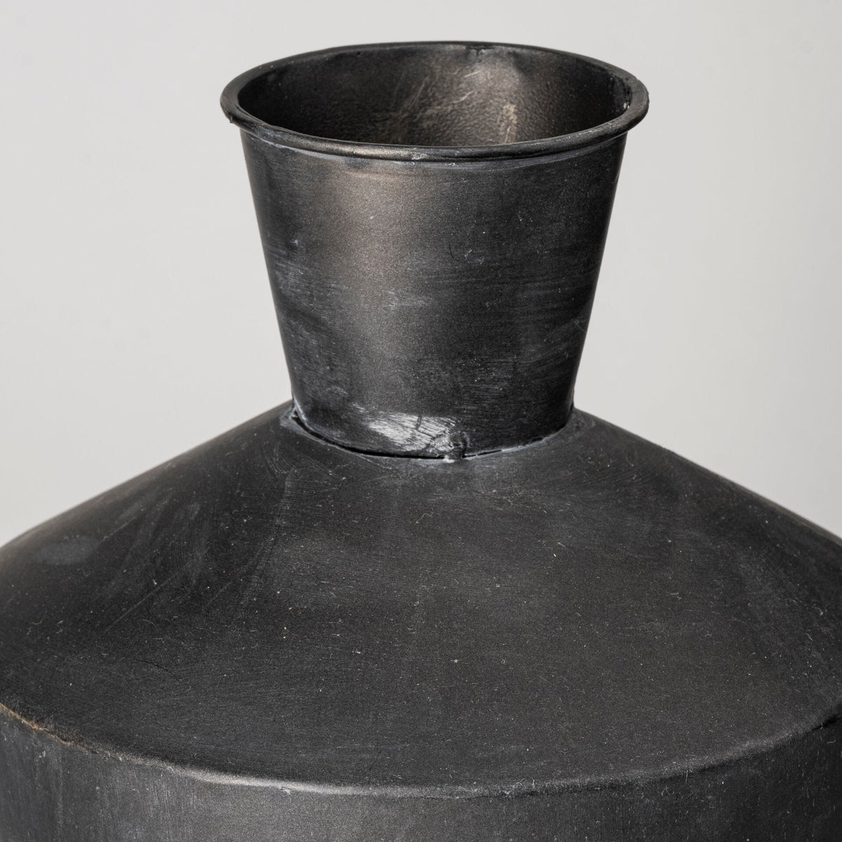 Set of Two Black and Brown Metal Cylindrical Urns W2B