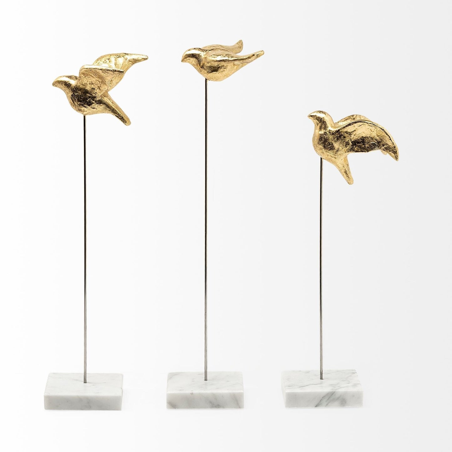 Set Of Three Gold Bird Sculptures W2B
