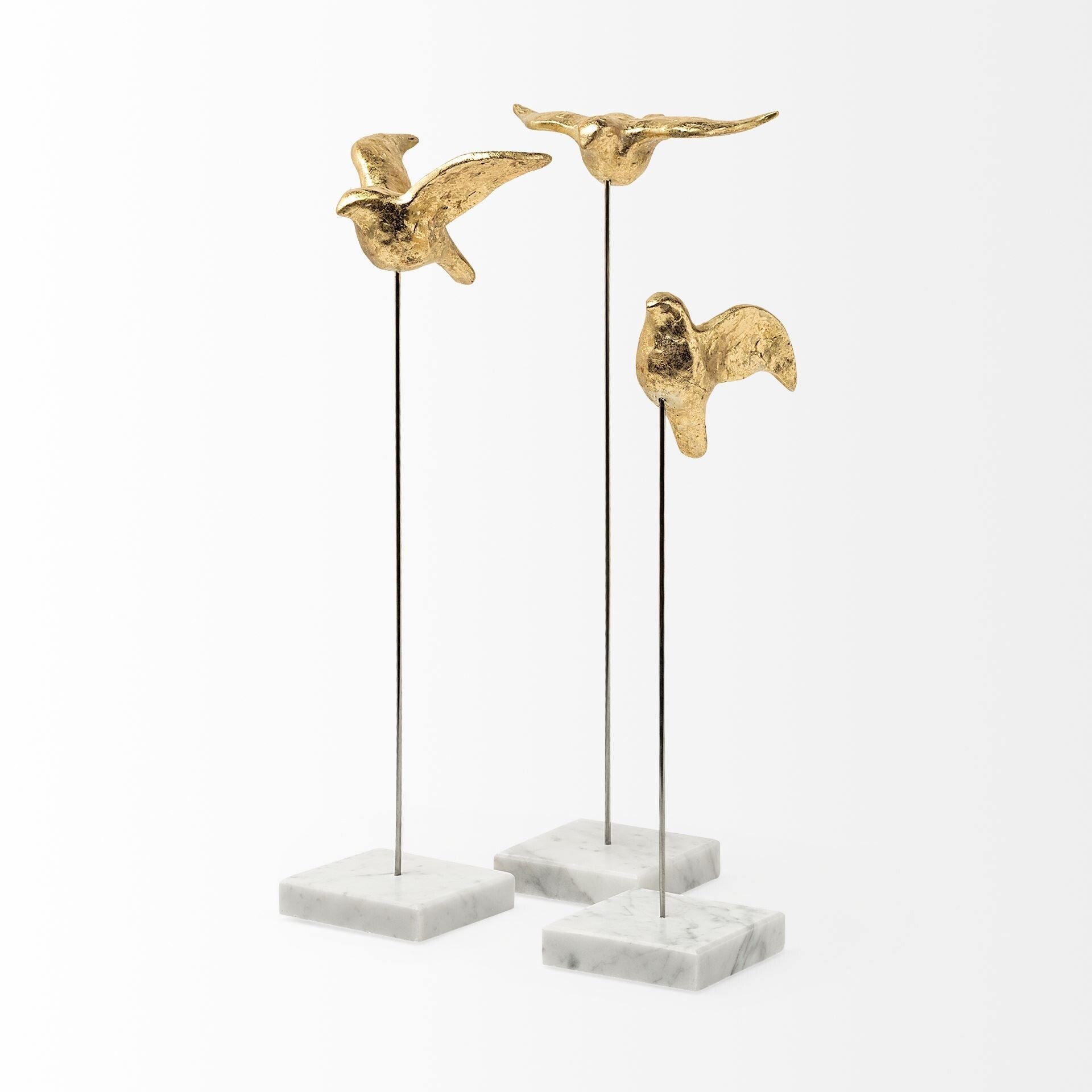 Set Of Three Gold Bird Sculptures W2B