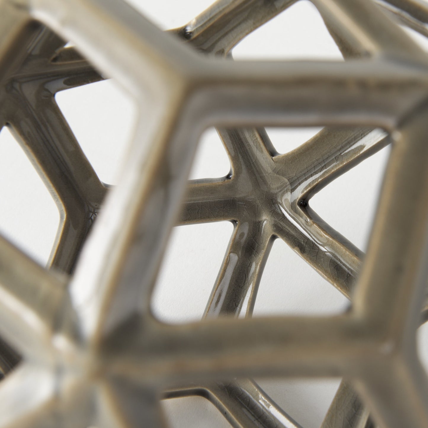 Khaki Crackle Glaze Ceramic Geometric Sculpture