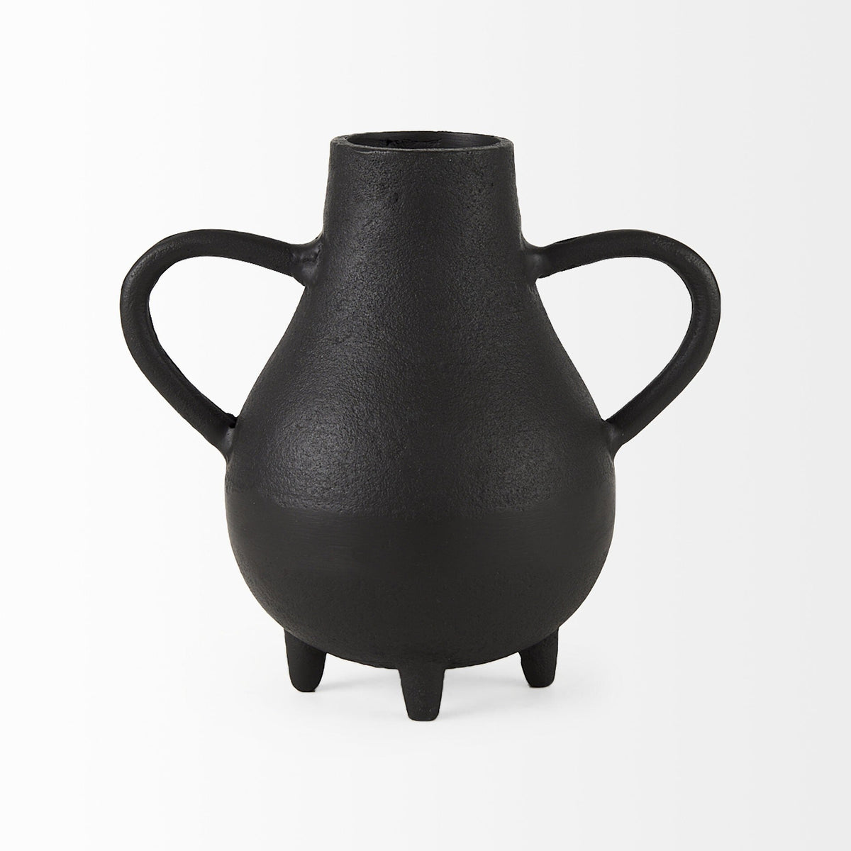 Black Matte Metal Two Handle Vase W2B