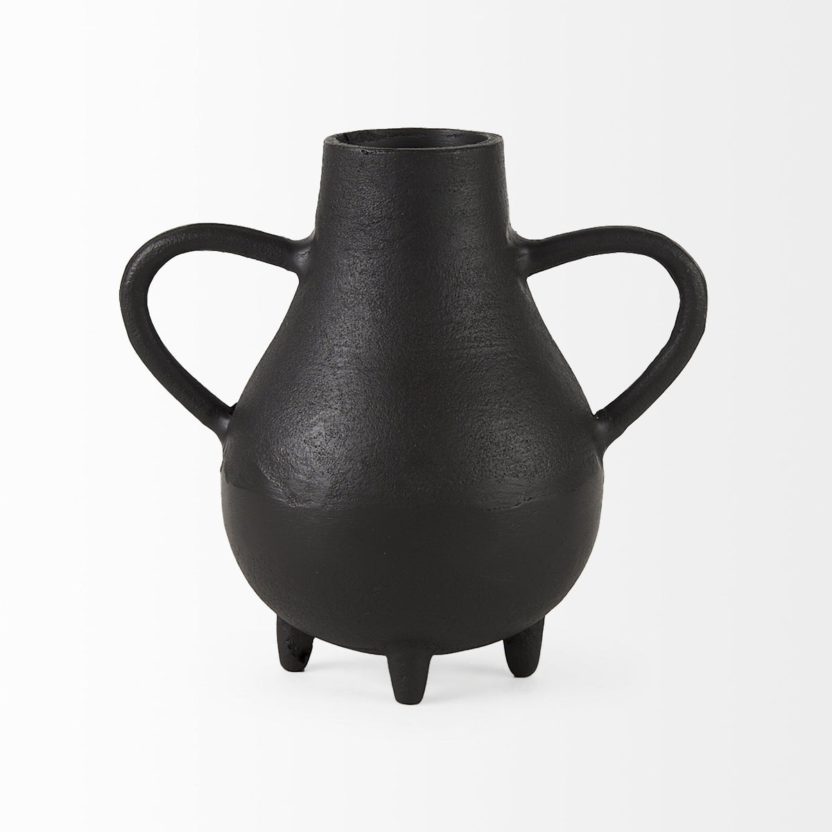 Black Matte Metal Two Handle Vase W2B