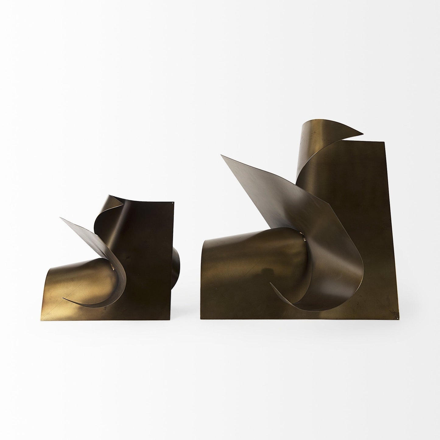 18" Contempo Antiqued Gold Abstract Sculpture W2B