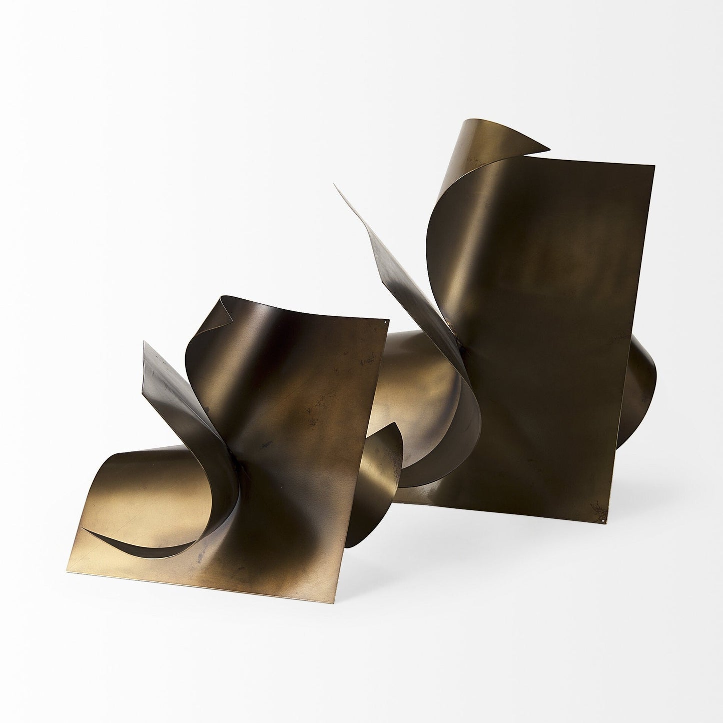 18" Contempo Antiqued Gold Abstract Sculpture W2B