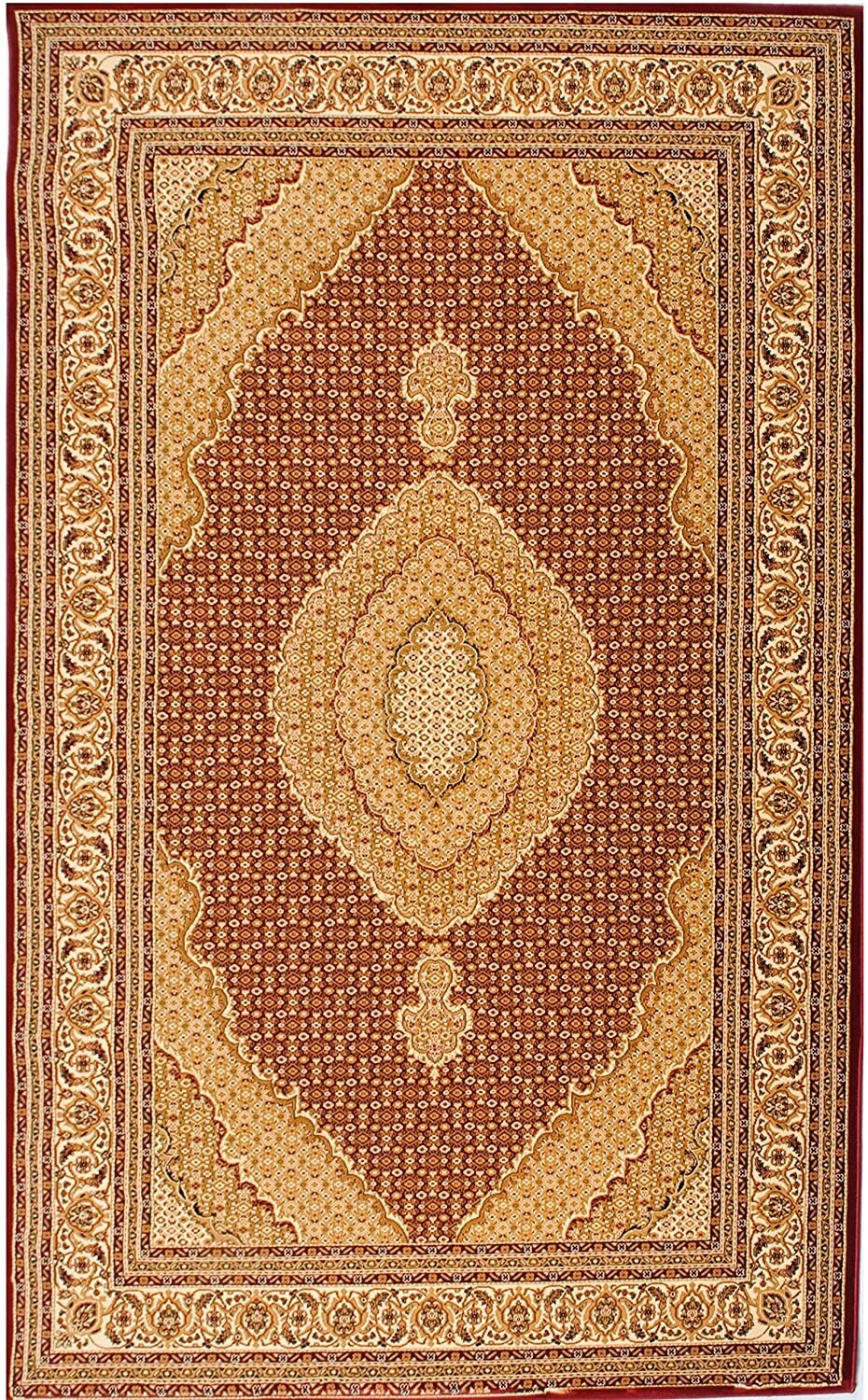4' X 6' Red and Beige Oriental Power Loom Area Rug W2B