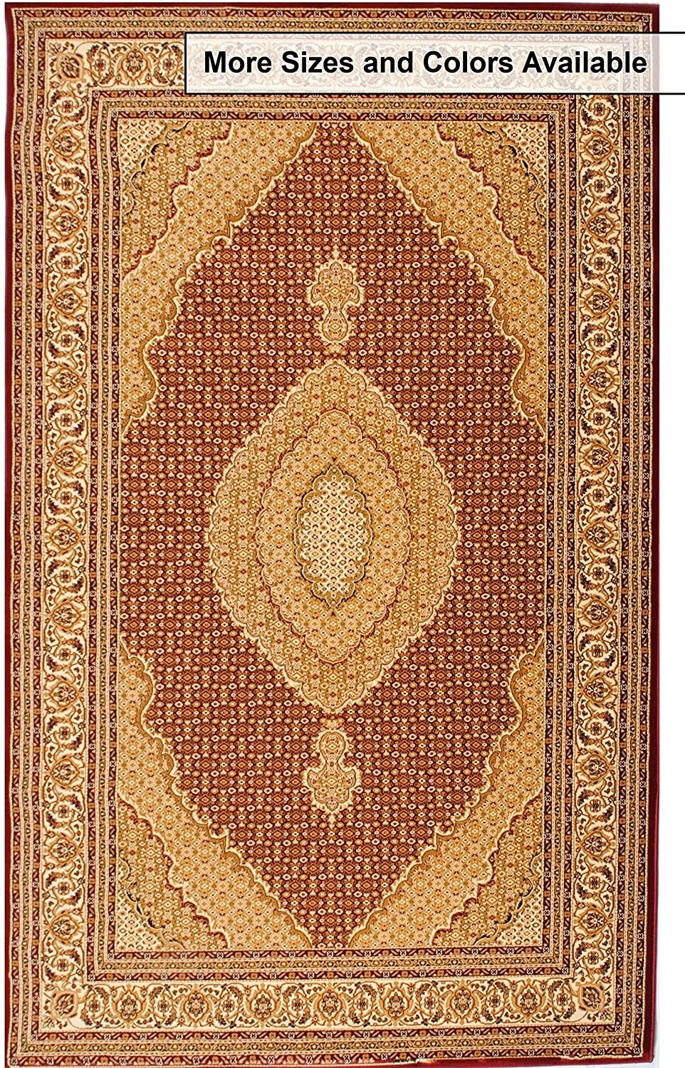 4' X 6' Red and Beige Oriental Power Loom Area Rug W2B