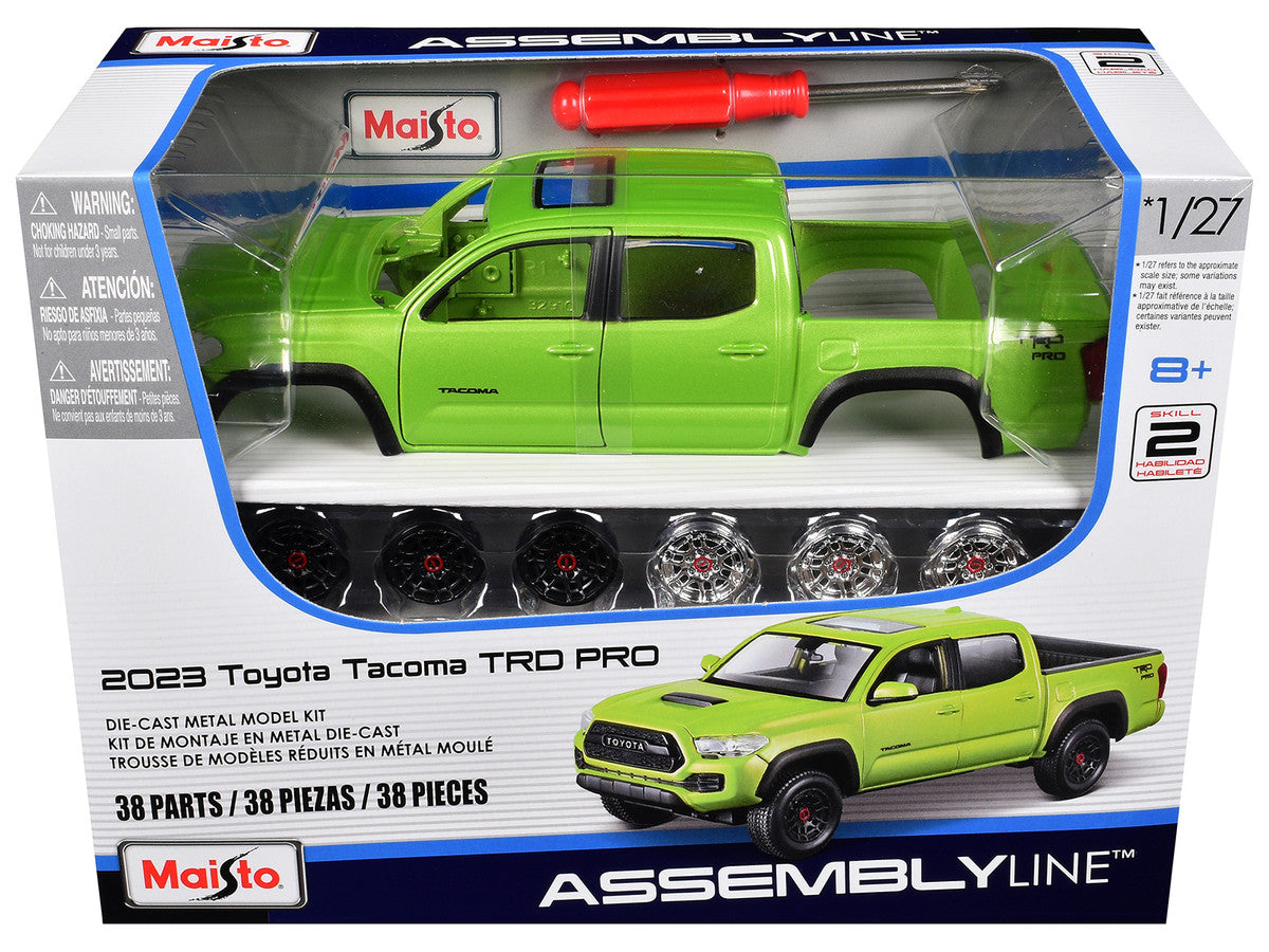 Skill 2 Model Kit 2023 Toyota Tacoma TRD PRO Pickup Truck Light Green Metallic "Assembly Line" Series 1/27 Scale Model by Maisto Maisto