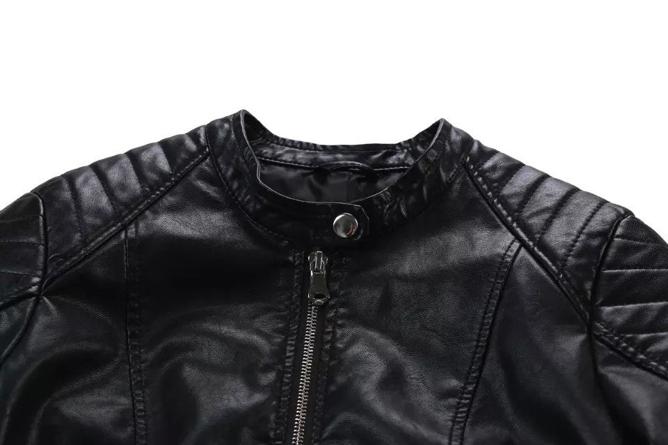 PU leather motorcycle leather jacket LadyShow.Store