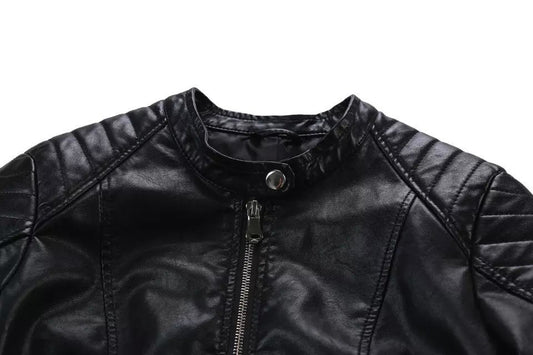 PU leather motorcycle leather jacket LadyShow.Store