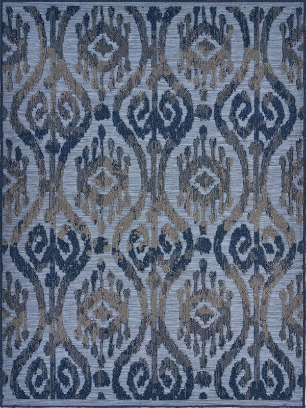 5' X 7' Blue And Yellow Indoor Outdoor Area Rug W2B