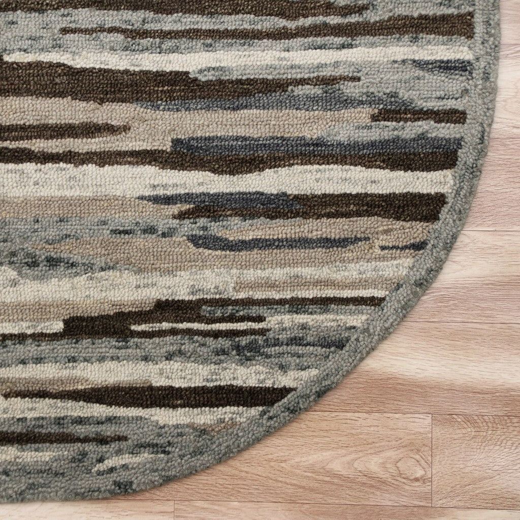 4' Round Brown and Gray Camouflage Area Rug W2B