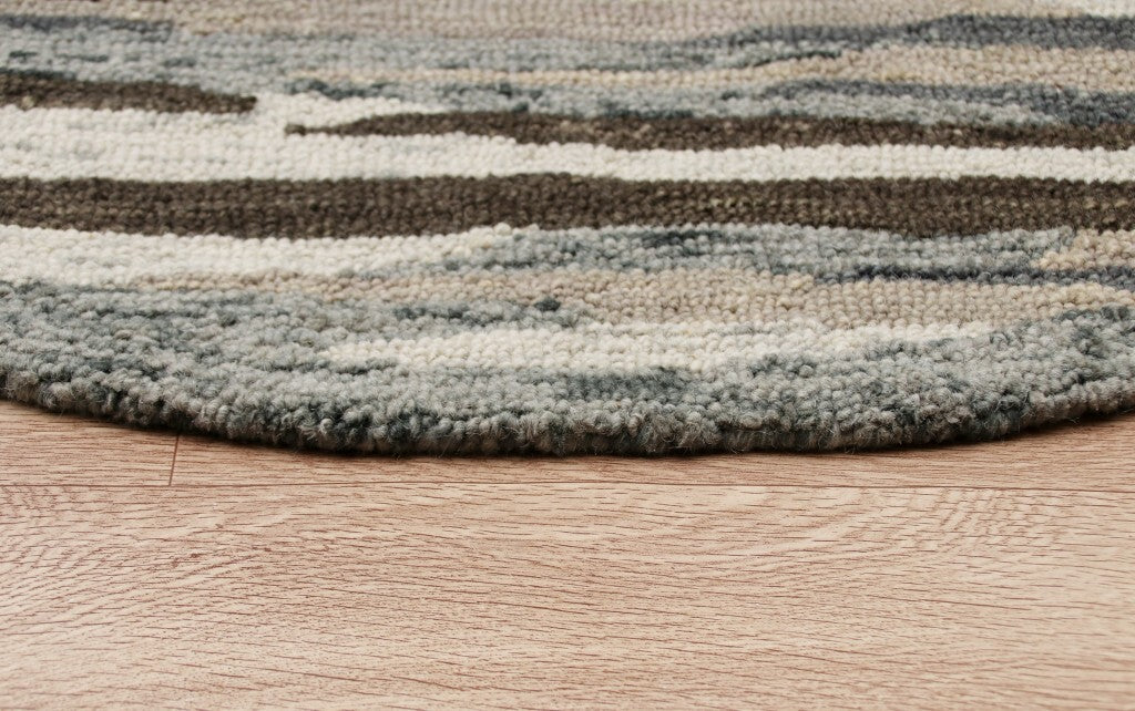 4' Round Brown and Gray Camouflage Area Rug W2B