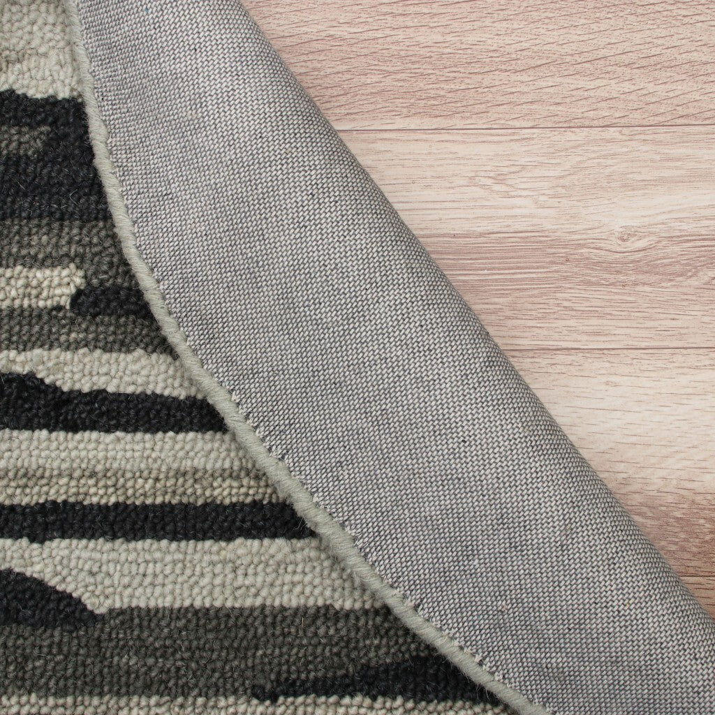 4' Round Black and Gray Camouflage Area Rug W2B