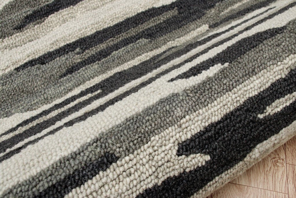 4' Round Black and Gray Camouflage Area Rug W2B