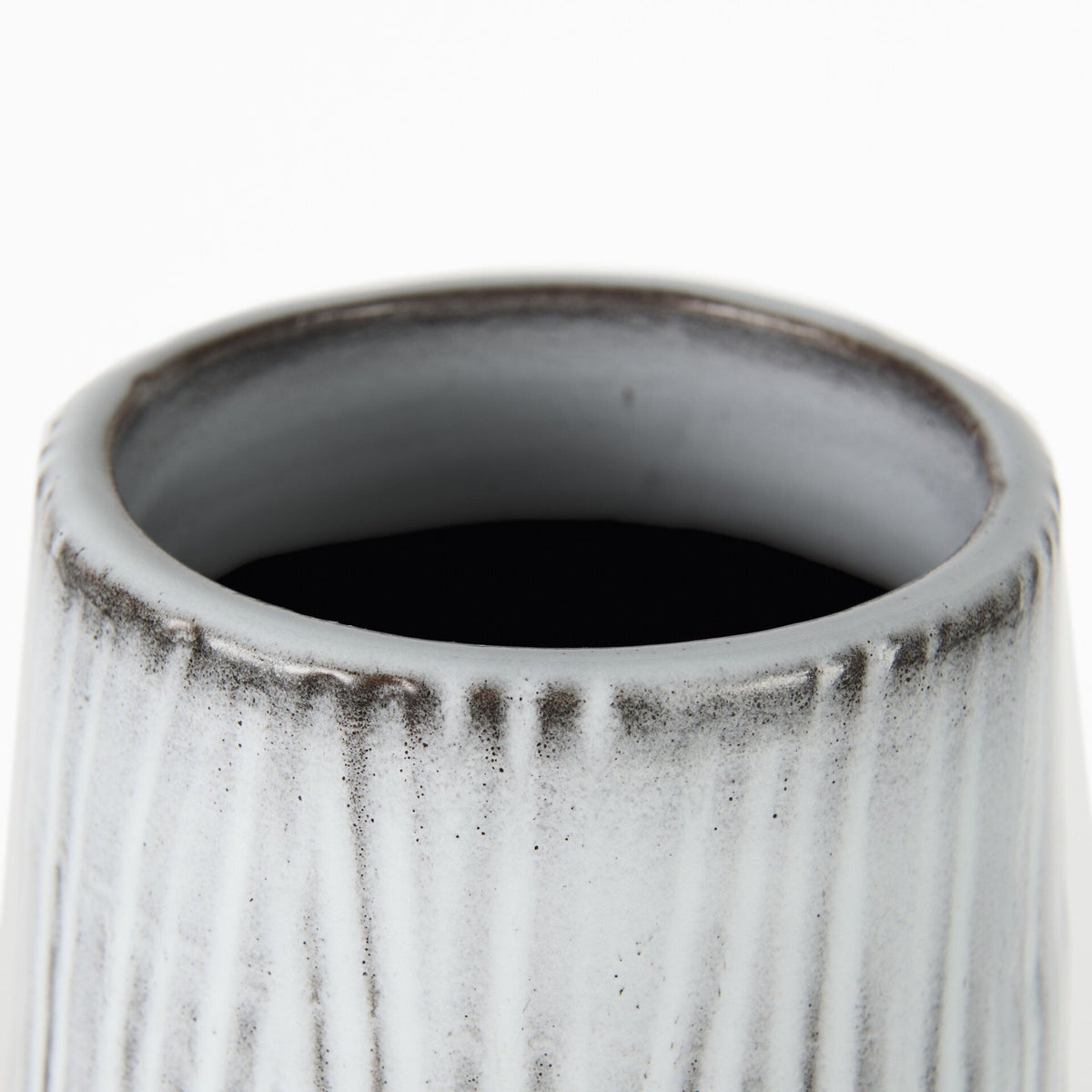 19" Black White and Gray Patterned Lines Ceramic Vase W2B