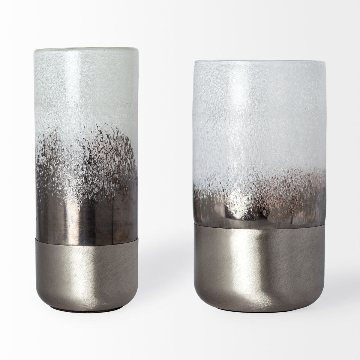 13" Brushed Silver Glass Vase W2B