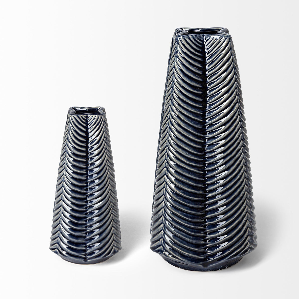 Jumbo Prussian Blue and Silver Patterned Star Vase W2B