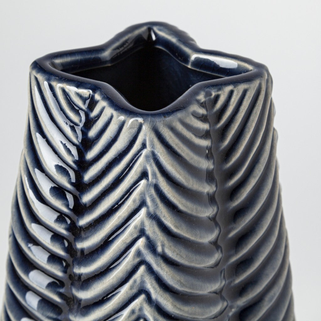 Jumbo Prussian Blue and Silver Patterned Star Vase W2B