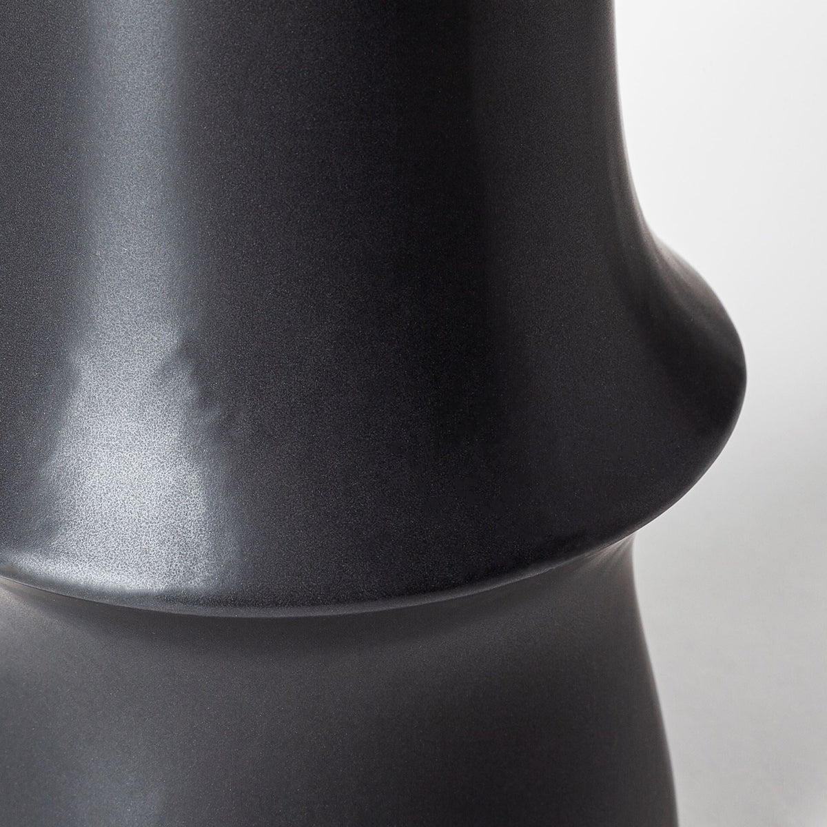 17" Matte Black Contempo Deco Ceramic Vase W2B