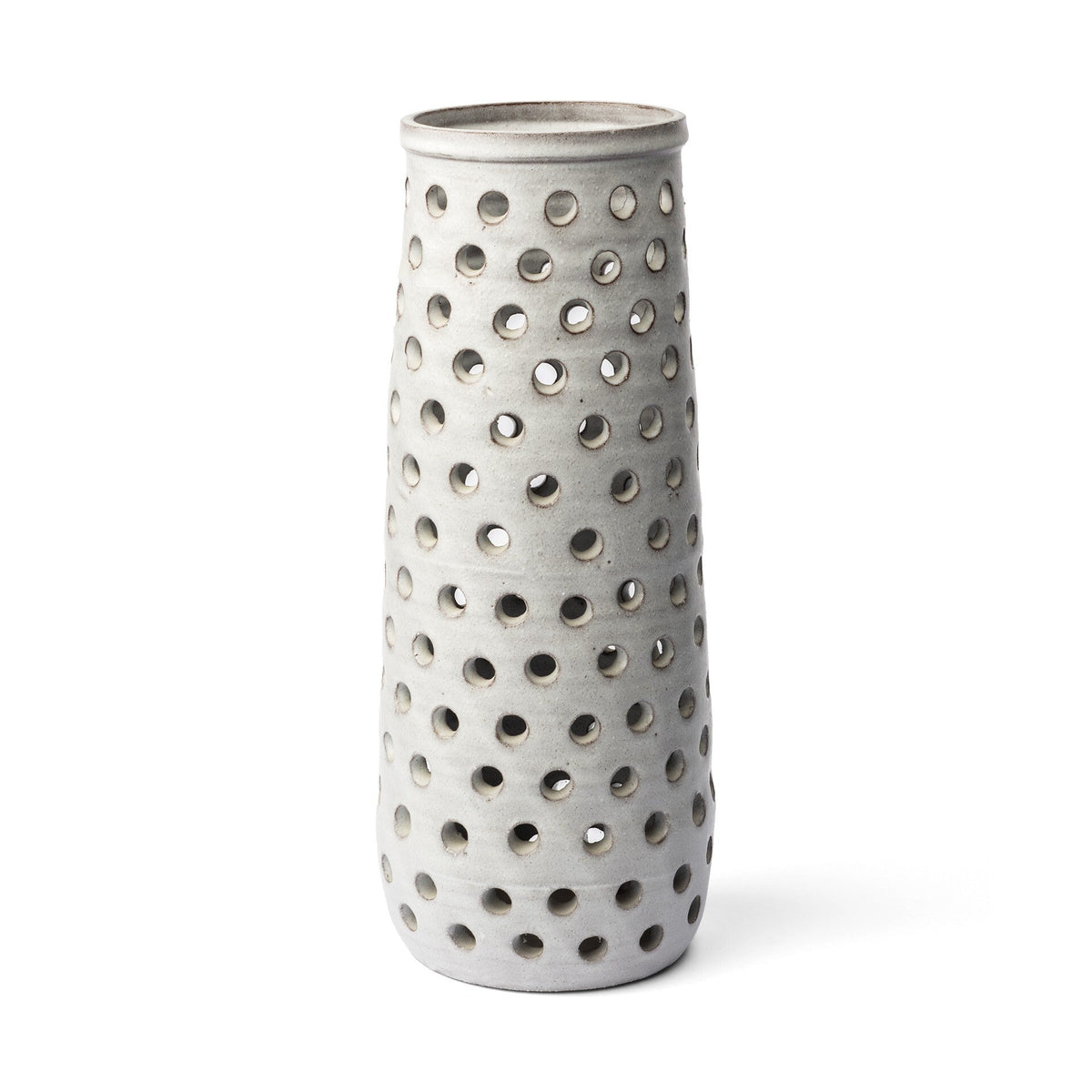 19" Organic White Glaze Pierced Dot Ceramic Vase W2B