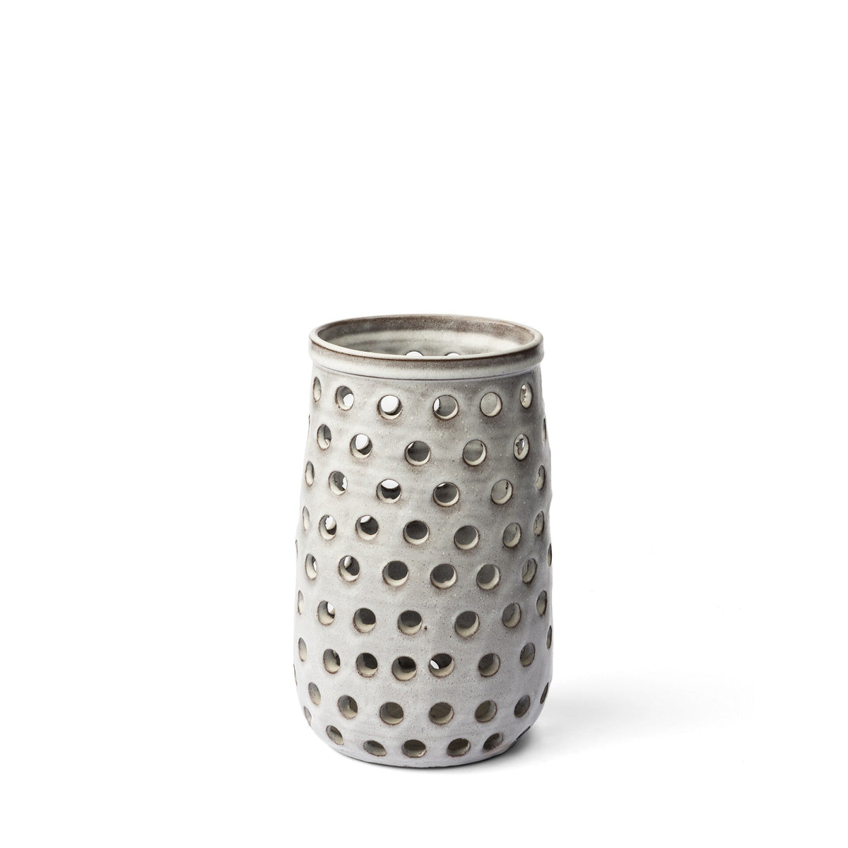 12" Organic White Glaze Pierced Dot Ceramic Vase W2B