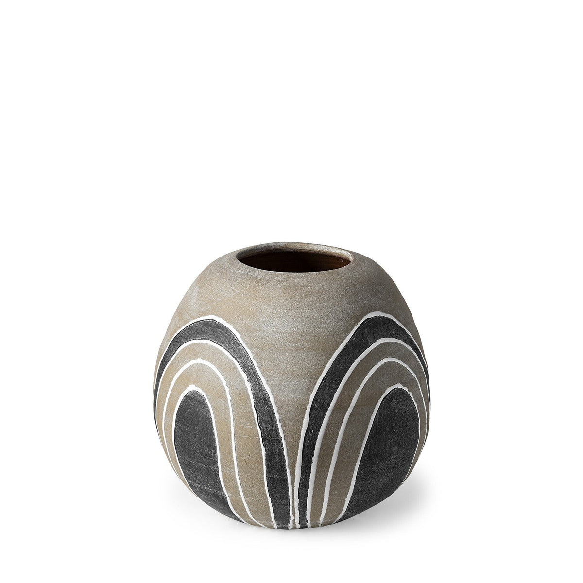 Brown Gray and White Arches Round Ceramic Vase W2B