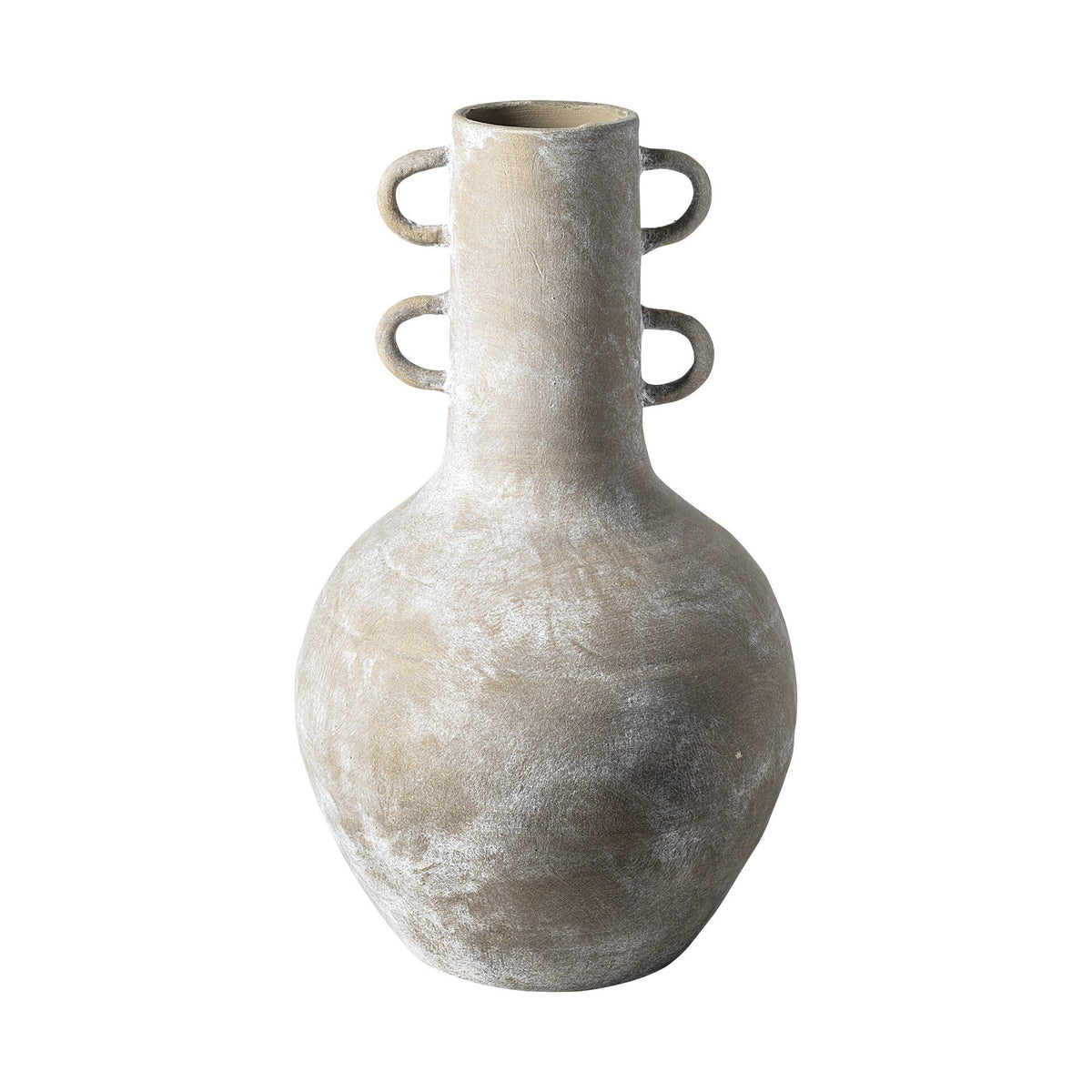 Rustic Whitewash Brown Double Handle Ceramic Vase W2B