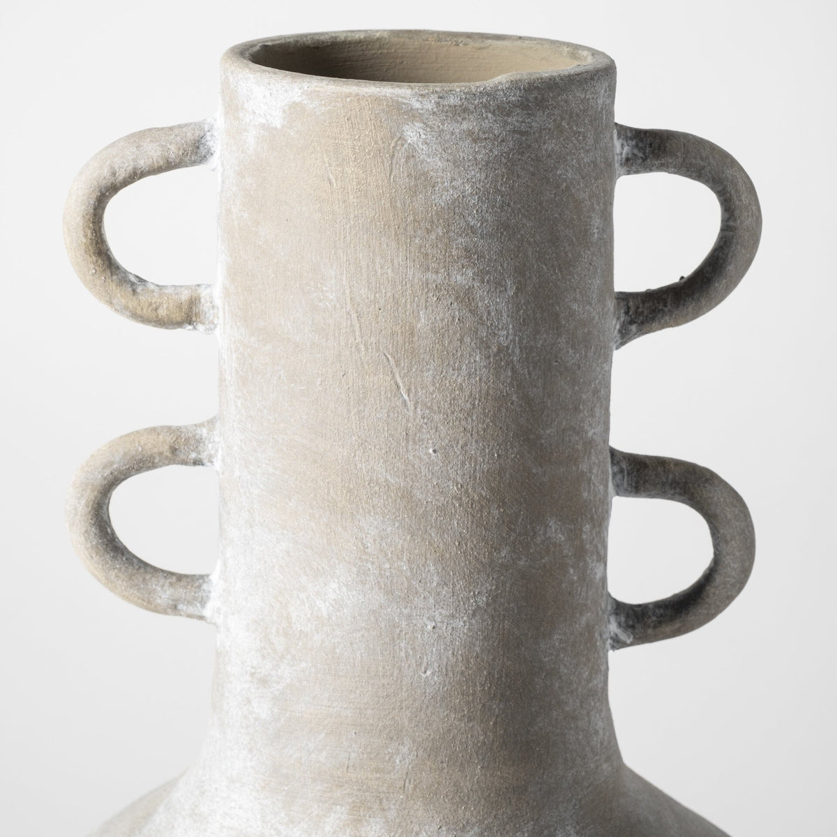 Rustic Whitewash Brown Double Handle Ceramic Vase W2B