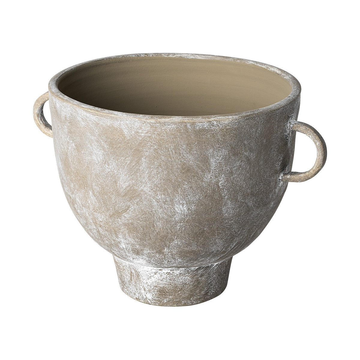 10" Rustic Organic Finish Whitewash Brown Ceramic Vase W2B