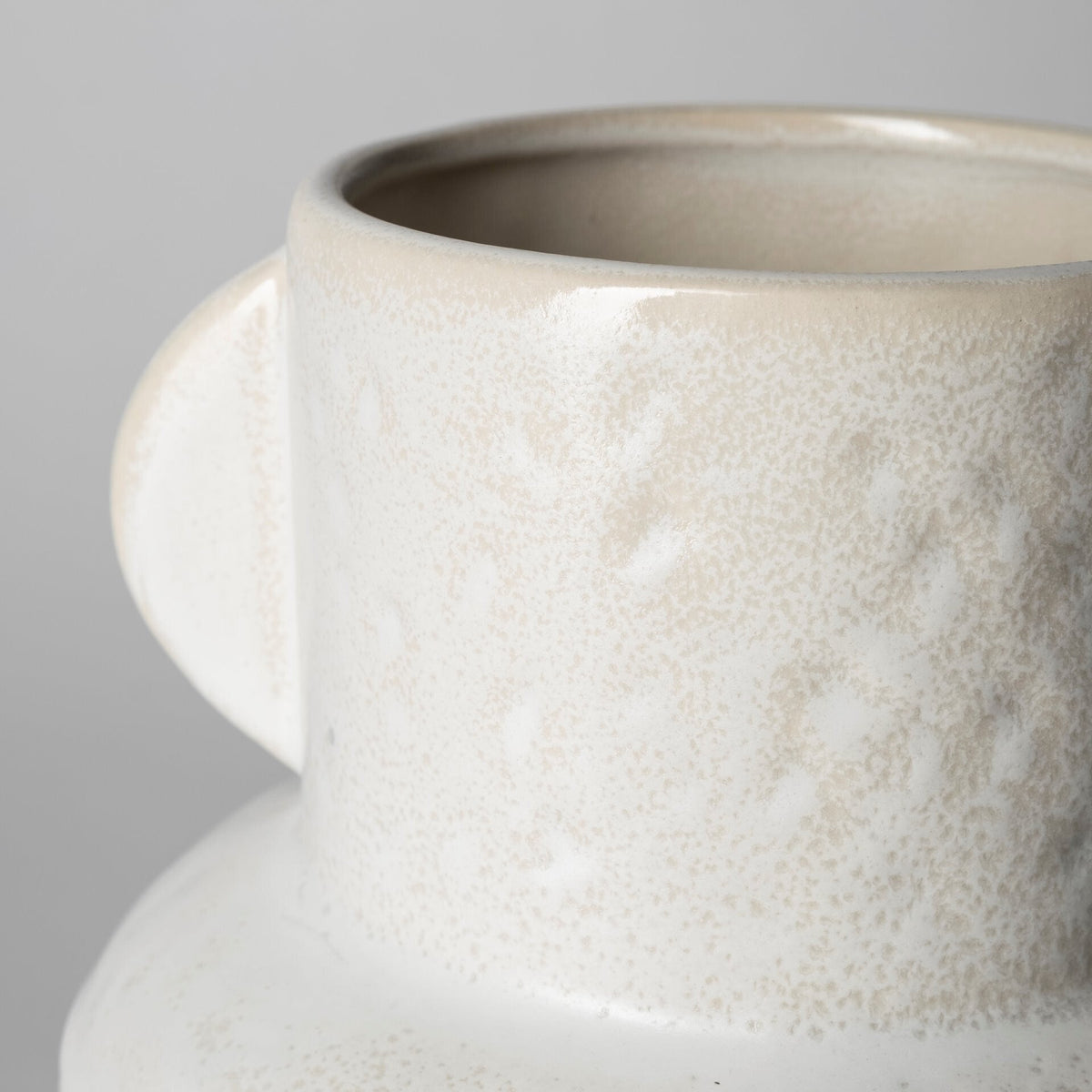 8" Whitewash Handled Textured Ceramic Vase W2B