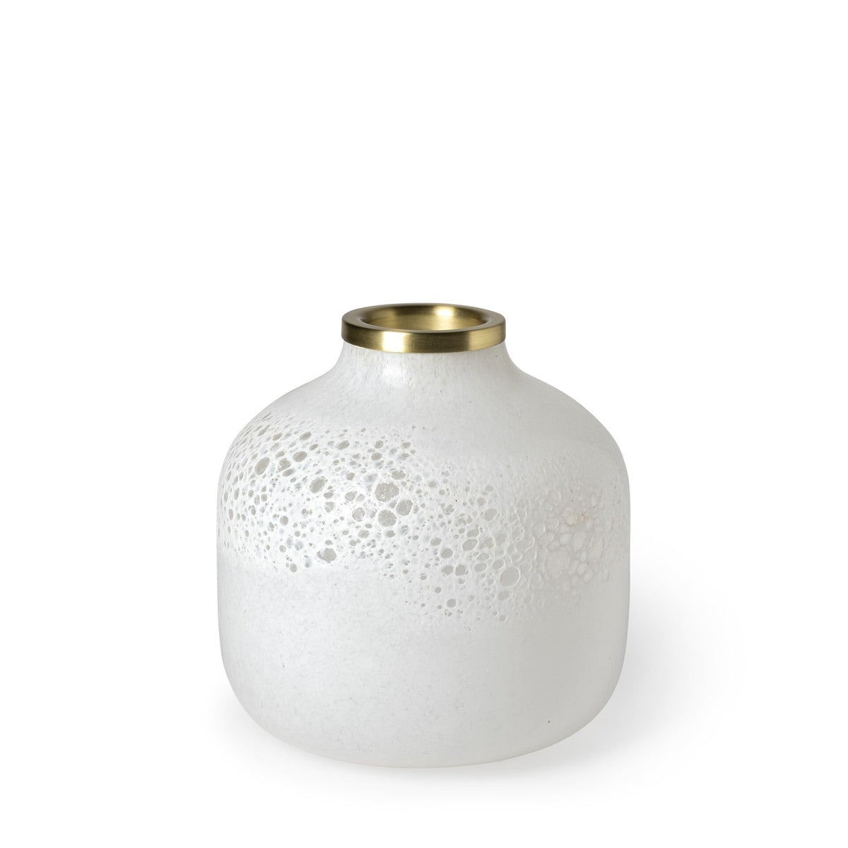 8" Modern Pearl White Gold Rim Rounded Square Glass Vase W2B