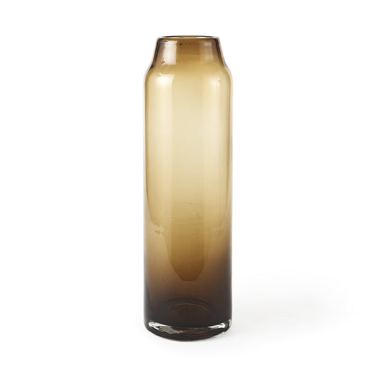 16" Vintage Look Ombre Brown Glass Vase W2B