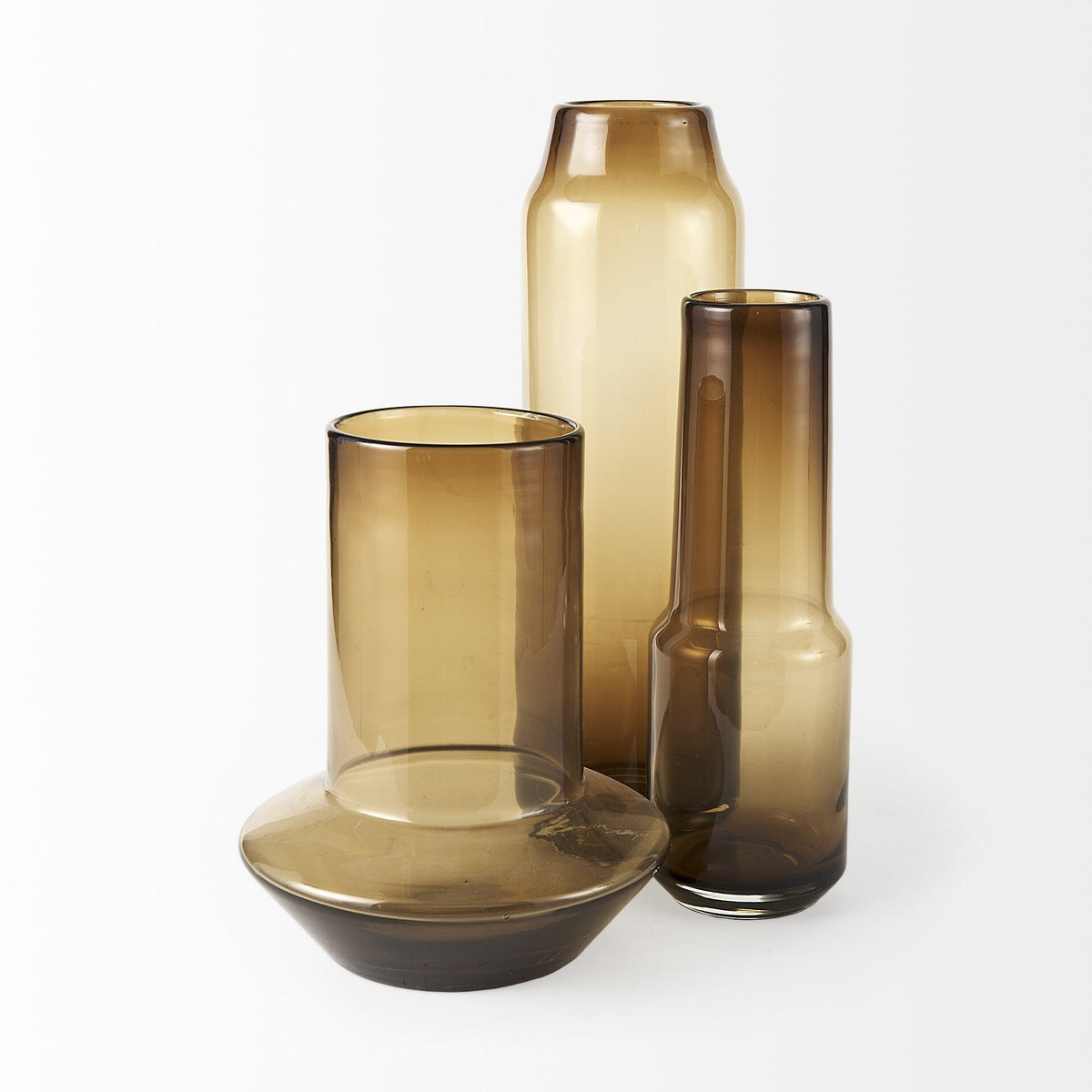 16" Vintage Look Ombre Brown Glass Vase W2B