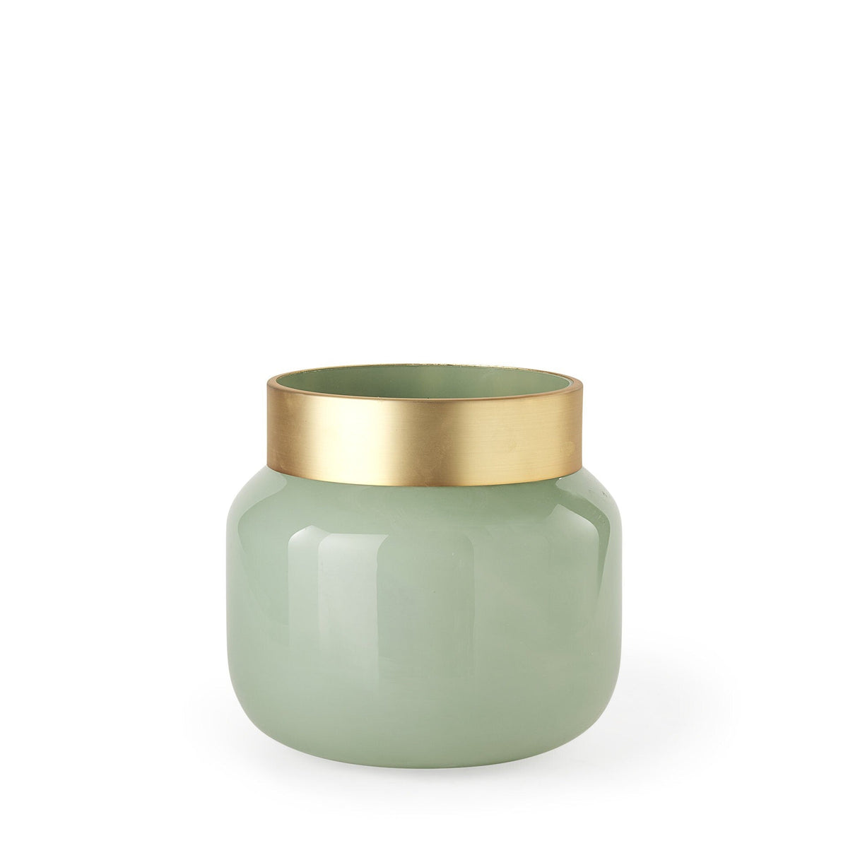 10" Smokey Green and Glass Rounded Square Vase W2B