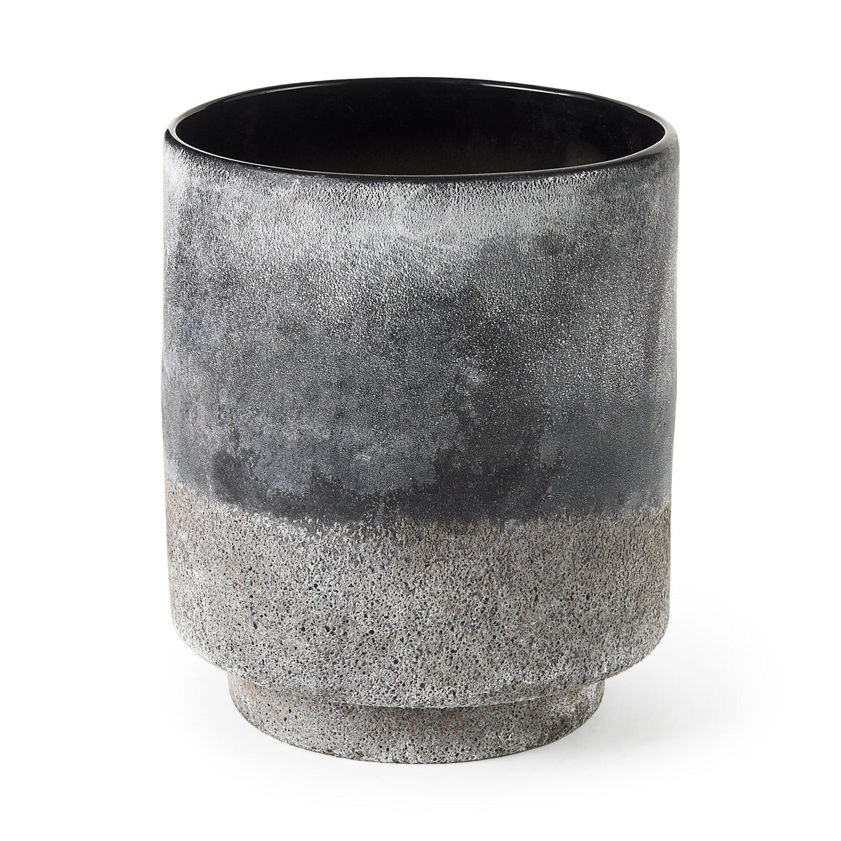 9" Black Brown and Gray Ombre Textured Ceramic Vase W2B