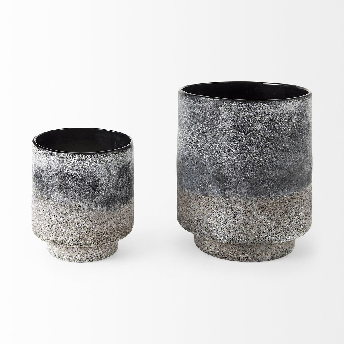 9" Black Brown and Gray Ombre Textured Ceramic Vase W2B