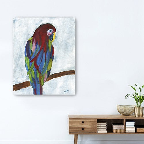 Small Bright and Tropical Parrot Canvas Wall Art W2B