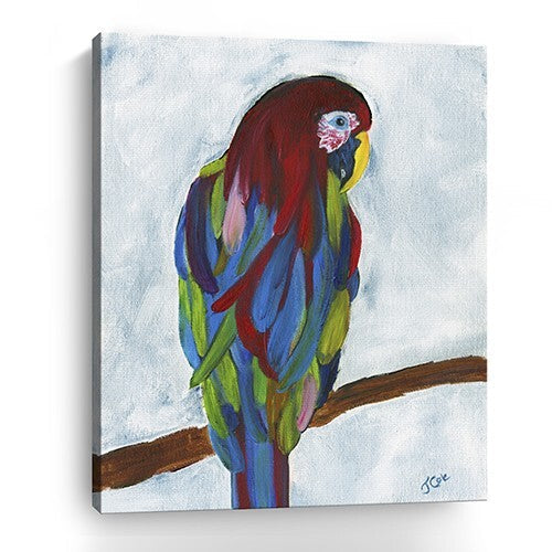 Small Bright and Tropical Parrot Canvas Wall Art W2B