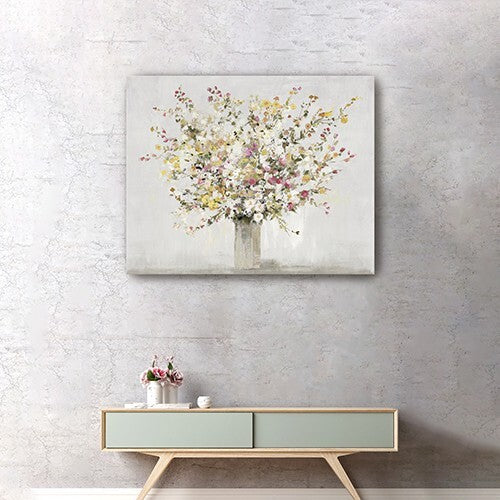 Large Colorful Wildflowers in a Vase Canvas Wall Art W2B