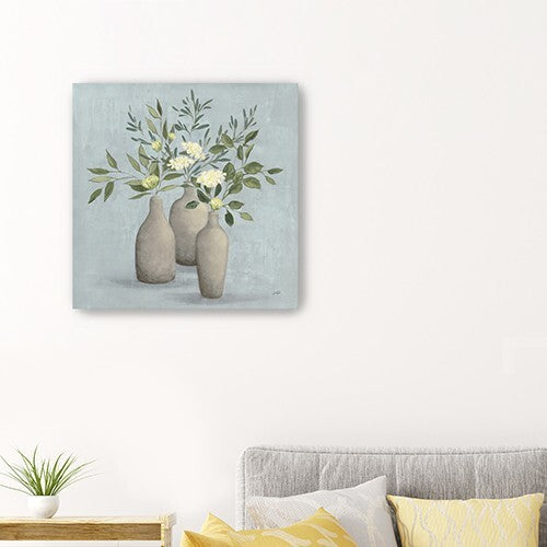 Pretty Bohemian Flowers In Ceramic Vases Unframed Print Wall Art W2B