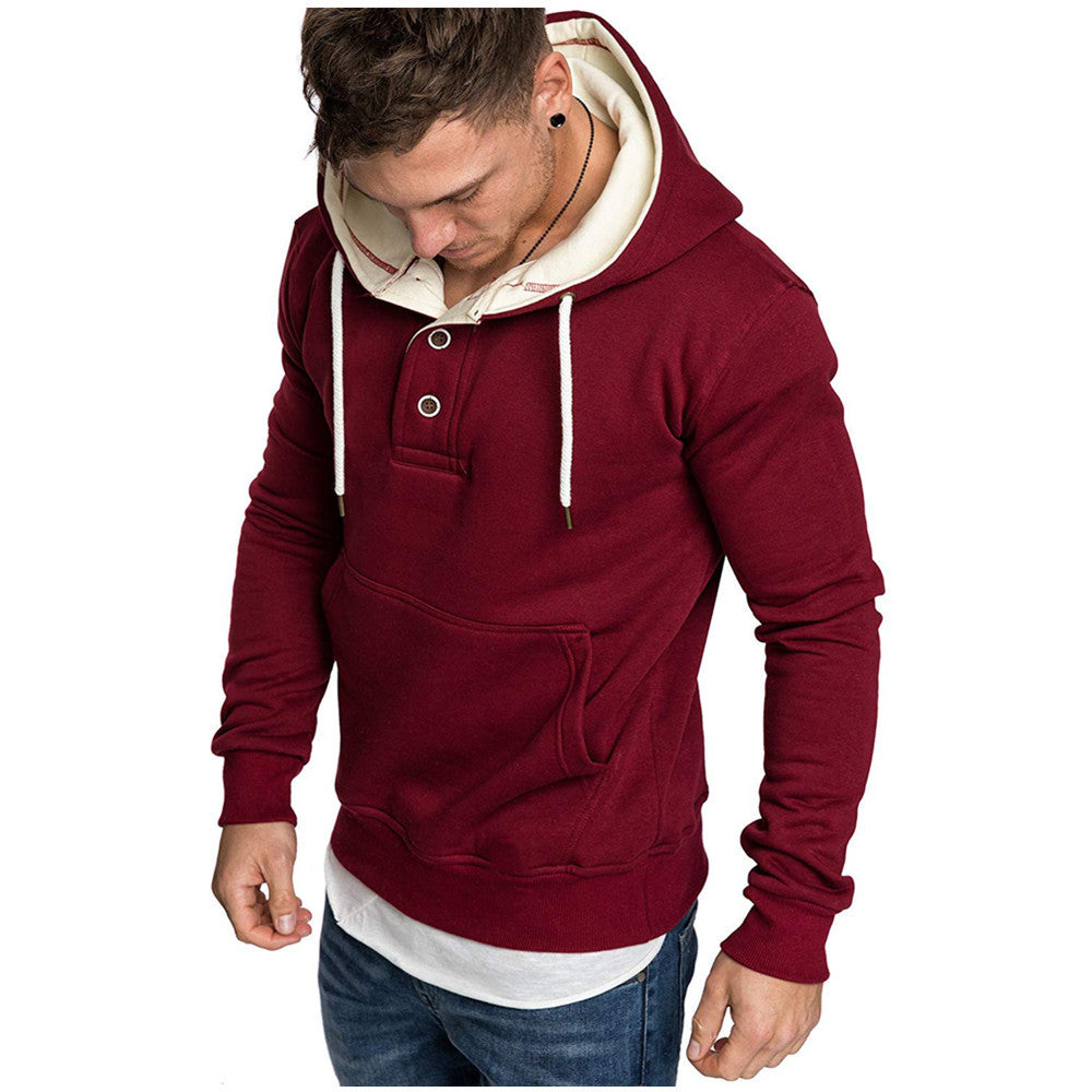Button-trimmed hooded fleece sweatshirt Best YouTube Store