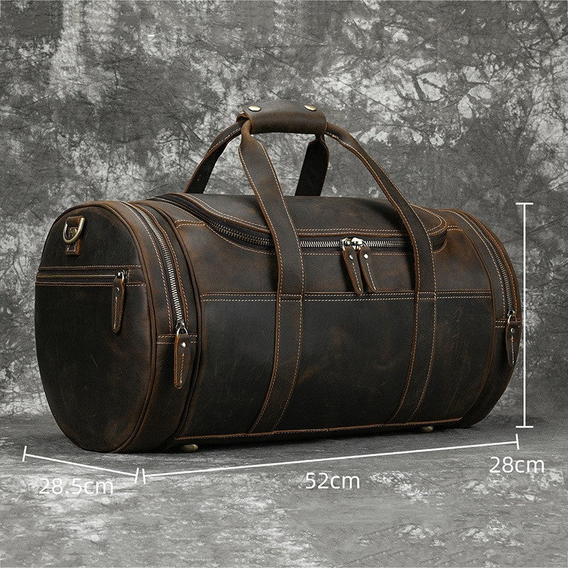 Men's Real-leather Handbag Crazy Horse Leather Vintage Travel Bag CJD