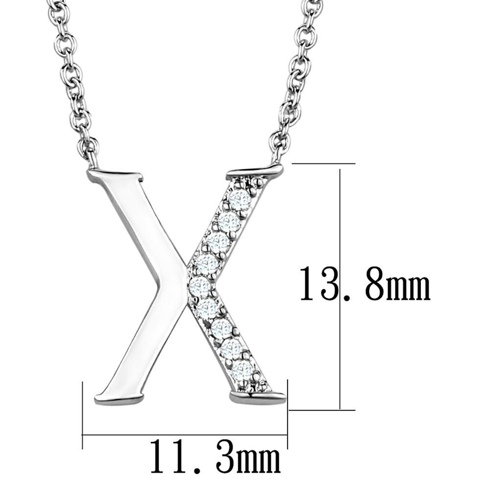 3W1030 - Rhodium Brass Chain Pendant with AAA Grade CZ  in Clear Alamode