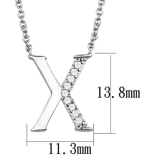 3W1030 - Rhodium Brass Chain Pendant with AAA Grade CZ  in Clear Alamode
