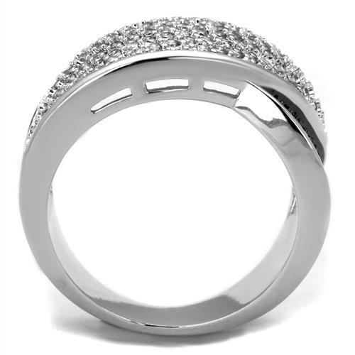 3W1089 - Rhodium + Ruthenium Brass Ring with AAA Grade CZ  in Black Diamond-2