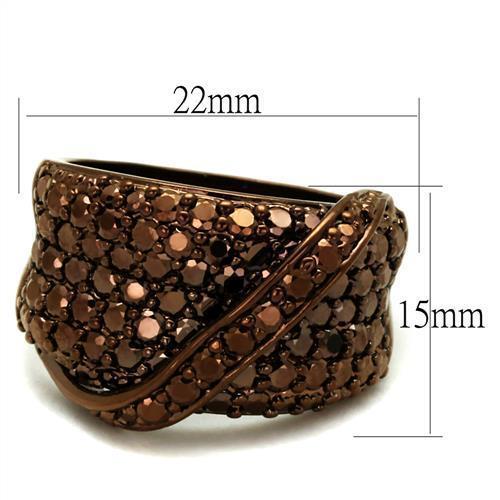 3W1098 - IP Coffee light Brass Ring with AAA Grade CZ  in Light Coffee-1