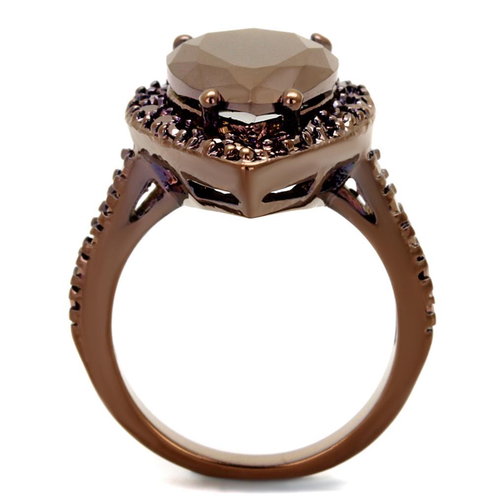 3W1153 - IP Coffee light Brass Ring with AAA Grade CZ  in Light Coffee-2